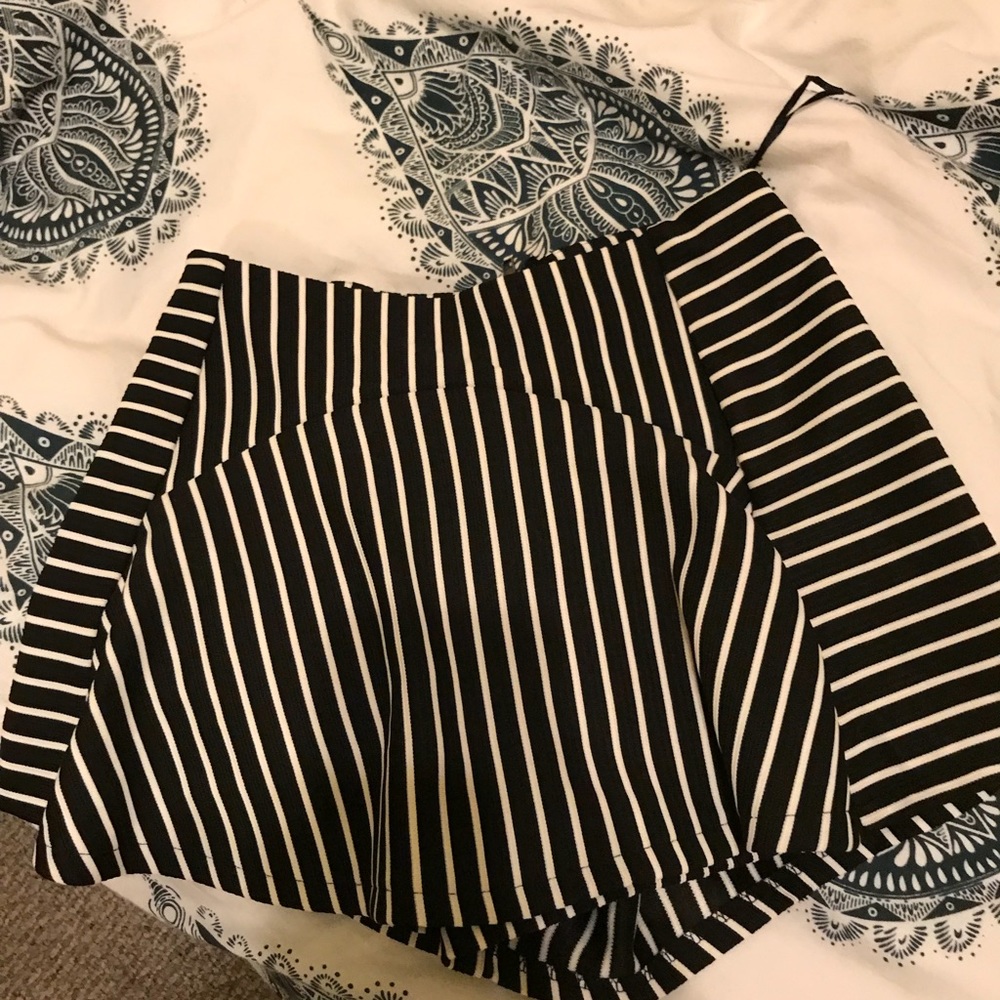 Black and white striped LF skort